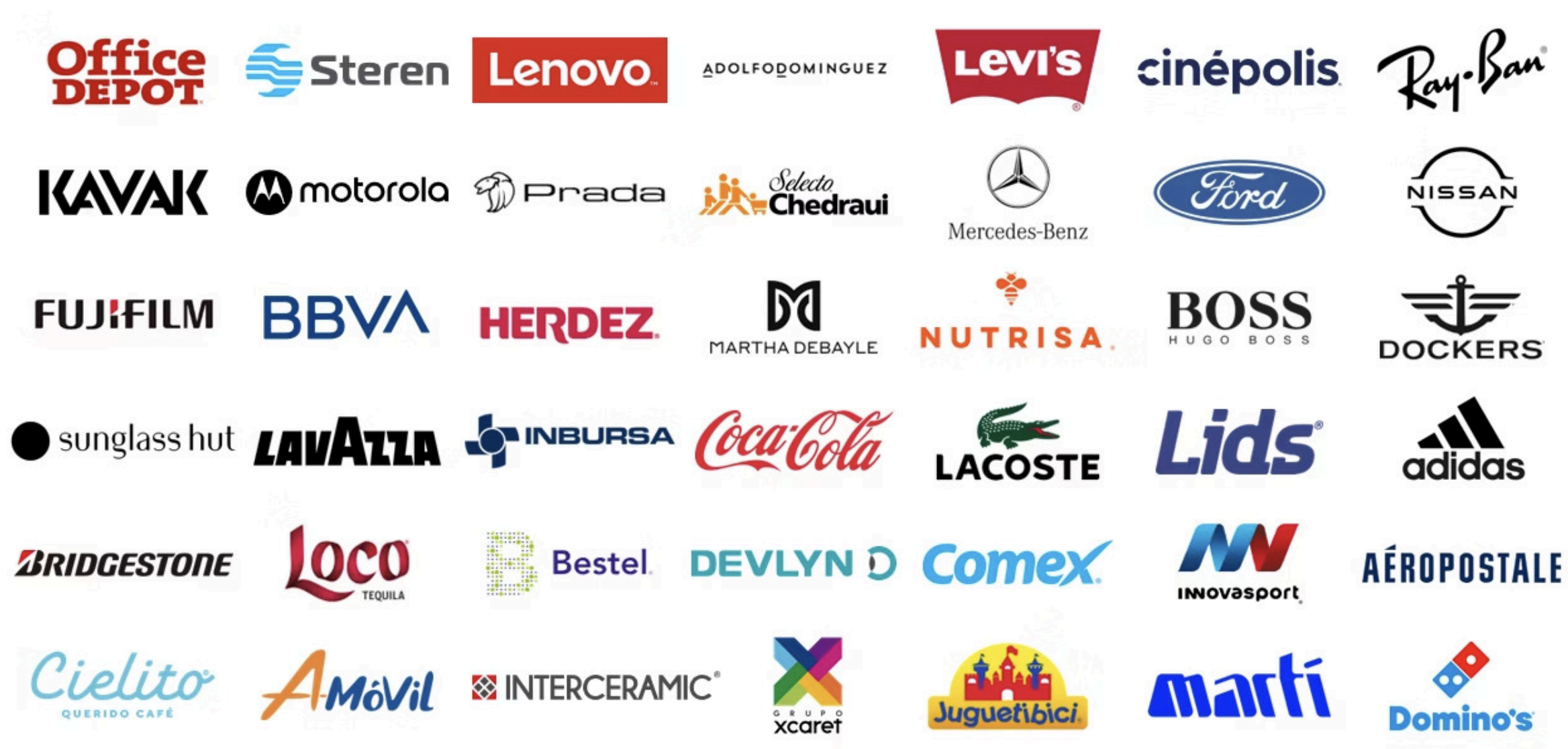 Mosaico con logotipos de marcas que han trabajado con Carlos Agami